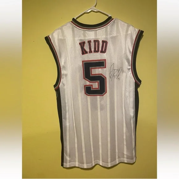 VINTAGE SIGNED REEBOK JASON KIDD WHITE NEW JERSEY NETS L DEADSTOCK - Picture 1 of 4